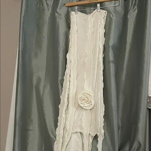 Elegant Cream Scarf with Floral Accent